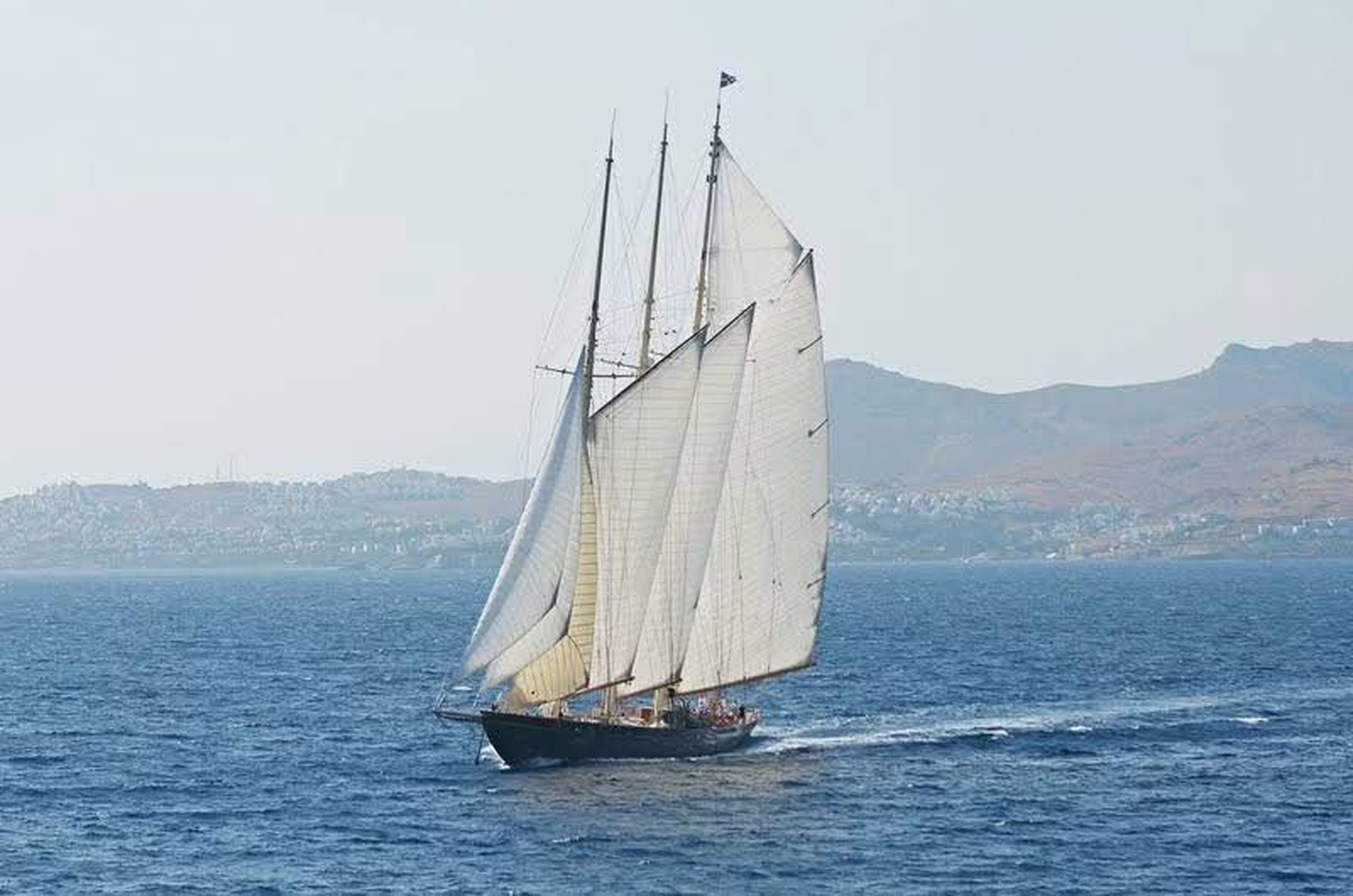 Atlantic schooner sailing in the Mediterranean